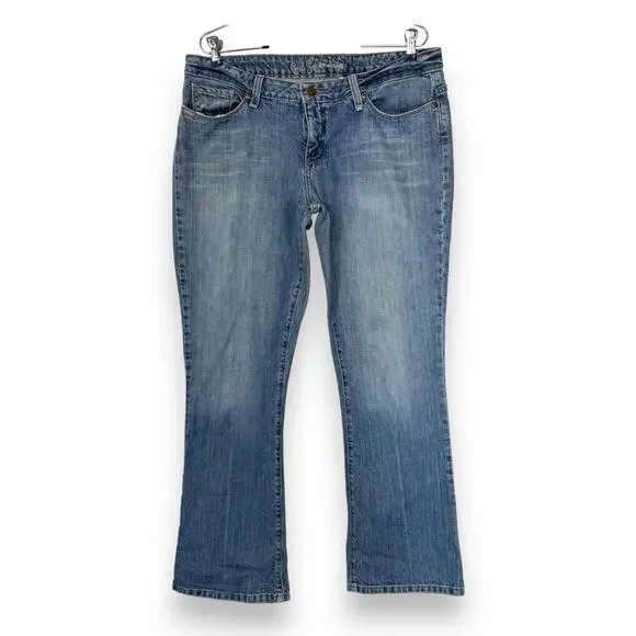 Cruel Girl Low Rise Bootcut Jeans Mid Wash Frayed Cuffs 13R Rodeo Fray - Picture 10 of 13